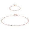 1 Set Brass Heart Link Chain Bracelets & Necklace SJEW-TA0001-04-1