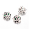 Brass Micro Pave Cubic Zirconia Beads ZIRC-Q002-57P-1