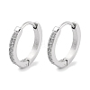 304 Stainless Steel Micro Pave Clear Cubic Zirconia Huggie Hoop Earrings EJEW-C096-01F-P-1