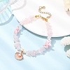 Natural Rose Quartz Chips & Starfish Synthetic Turquoise & Shell Pearl Beads Bracelets BJEW-JB12413-02-1