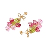 Glass Beads Flower Dangle Stud Earrings EJEW-TA00595-5