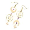 Brass & Natural Amethyst Dangle Earrings EJEW-TA00832-4