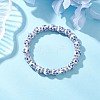 Flower Printed Porcelain Ceramic Beads Stretch Bracelets for Women BJEW-JB12375-01-1