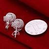 Flower Silver Color Plated Brass Stud Earrings EJEW-BB11932-5