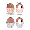 16Pcs 4 Colors Transparent Resin & Walnut Wood Pendants RESI-CJ0001-204-2