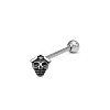 Skull 304 Stainless Steel Straight Barbell 15 Gauge Piercing Tongue Rings for Women Men WG4053D-01-1