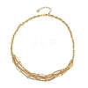 304 Stainless Steel Multi Layerd Oval Bib Necklaces for Women NJEW-A032-09G-02-2