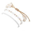 3Pcs 3 Styles Glass Seed Beads Stretch Bracelets & Charm Bracelets & Natural Mixed Cowrie Shell Beads Braided Bracelets BJEW-TA00639-5