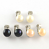 Half Round Natural Pearl Clip-on Earrings EJEW-R106-04-1