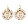 Brass Micro Pave Clear Cubic Zirconia Pendants ZIRC-M115-06G-1