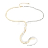 Two Tone Brass Herringbone Chains Lariat Necklaces NJEW-P289-07G-2