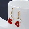 Simple Christmas Stocking Alloy Dangle Earrings LJ9715-1-1