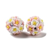 Luminous Polymer Clay Rhinestone Flower Beads RESI-C048-01D-3