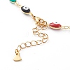 Brass Enamel Evil Eye Link Chain Bracelets & Necklaces Jewelry Sets SJEW-JS01185-5