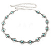Alloy & Iron & Synthetic Turquoise Flower Link Chain Waist Belly Chains for Women FS-WG44F02-01-2
