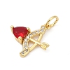 Brass Pave Cubic Zirconia Pendants KK-U062-61G-2