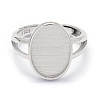 Adjustable Rhodium Plated 925 Sterling Silver Finger Ring Components STER-E061-12P-3