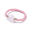 Natural Rose Quartz Stretch Rings RJEW-JR00255-03-1