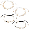 4Pcs 2 Colors Natural Shell & Synthetic Turquoise Braided Bead Bracelet for Women BJEW-PA0001-01-1