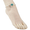 Summer Beach Dyed Synthetic Turquoise Turtle and Glass Seed Beaded Alloy Starfish Charm Anklets AJEW-AN00775-5