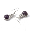 Natural Amethyst Gourd Dangle Earrings with Crystal Rhinestone EJEW-A092-04P-02-3