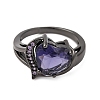 Heart Brass Micro Pave Cubic Zirconia Finger Rings FS-WG4D14B-07-2