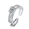 Brass Micro Pave Clear Cubic Zirconia Rotating Cuff Rings FS-WG95F24-01-1