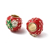 Brass Enamel European Beads KK-R229-01G-2