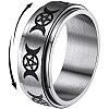 Non-Tarnish Triple Moon Goddess Stainless Steel Rotating Finger Ring PW-WG65299-04-1