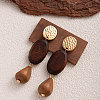 Wood & Iron Dangle Stud Earrings WGBF754-02-1