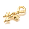 Brass Coral Shape & Shell Shape & Mermaid Tail European Dangle Charms KK-U048-27G-2