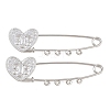 Heart Face 304 Stainless Steel Safety Pins Brooch Findings SA-CBA098D-15B-P04-1
