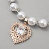 Heart Alloy Rhinestone Puppy Cat Pendant Necklace AJEW-WH0248-251-2