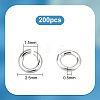 Anti-Tarnish   200Pcs Rhodium Plated 925 Sterling Silver Jump Rings STER-PH0001-50-2