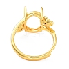 Rack Plating Oval Brass Micro Pave Cubic Zirconia Adjustable Ring Components KK-Q819-02G-3