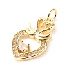 Brass Micro Pave Clear Cubic Zirconia Pendants ZIRC-P094-07G-RS-2