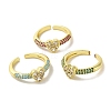 Rack Plating Brass Micro Pave Cubic Zirconia Cuff Rings RJEW-H228-04G-1