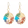 Natural & Synthetic Mixed Gemstone Chips Braided Ring with Tree of Life Dangle Earrings EJEW-JE04878-03-1