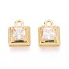 Brass Micro Pave Cubic Zirconia Pendants KK-T071-46G-1