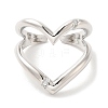 Heart Brass Micro Pave Cubic Zirconia Open Cuff Rings RJEW-P098-12P-2