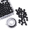 100Pcs 8mm Natural Black Stone(Natural Black Glass) Round Beads DIY-LS0002-15-1