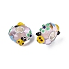 3D Lampwork & Brass Core European Beads LAMP-Q042-01C-1