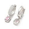 Rack Plating Brass Micro Pave Cubic Zirconia Hoop Earrings EJEW-H091-25-3