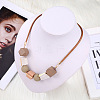 Alloy & Wood & Resin Cube Round Polygon Beaded Necklaces for Women FS-WG78C23-01-2