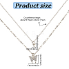 ANATTASOUL 2Pcs 2 Colors Crystal Rhinestone Butterfly Pendant Double Layer Necklaces Set NJEW-AN0001-23-2