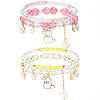 2Bags 2 Colors Plastic & Glass Beaded Stretch Bracelets BJEW-PA0001-09-1