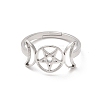 304 Stainless Steel Triple Moon Goddess Adjustable Ring RJEW-L107-025P-2