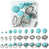 DIY Adjustable Oval/Half Round Synthetic Turquoise & Stainless Steel & Iron Finger Rings Making Kits DIY-FS0006-13-1