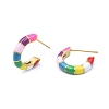 Enamel C-shape Stud Earrings EJEW-N052-05D-2