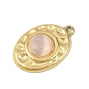 Hammered 303 Stainless Steel Pave Cat Eye Pendants STAS-K325-01G-01-2